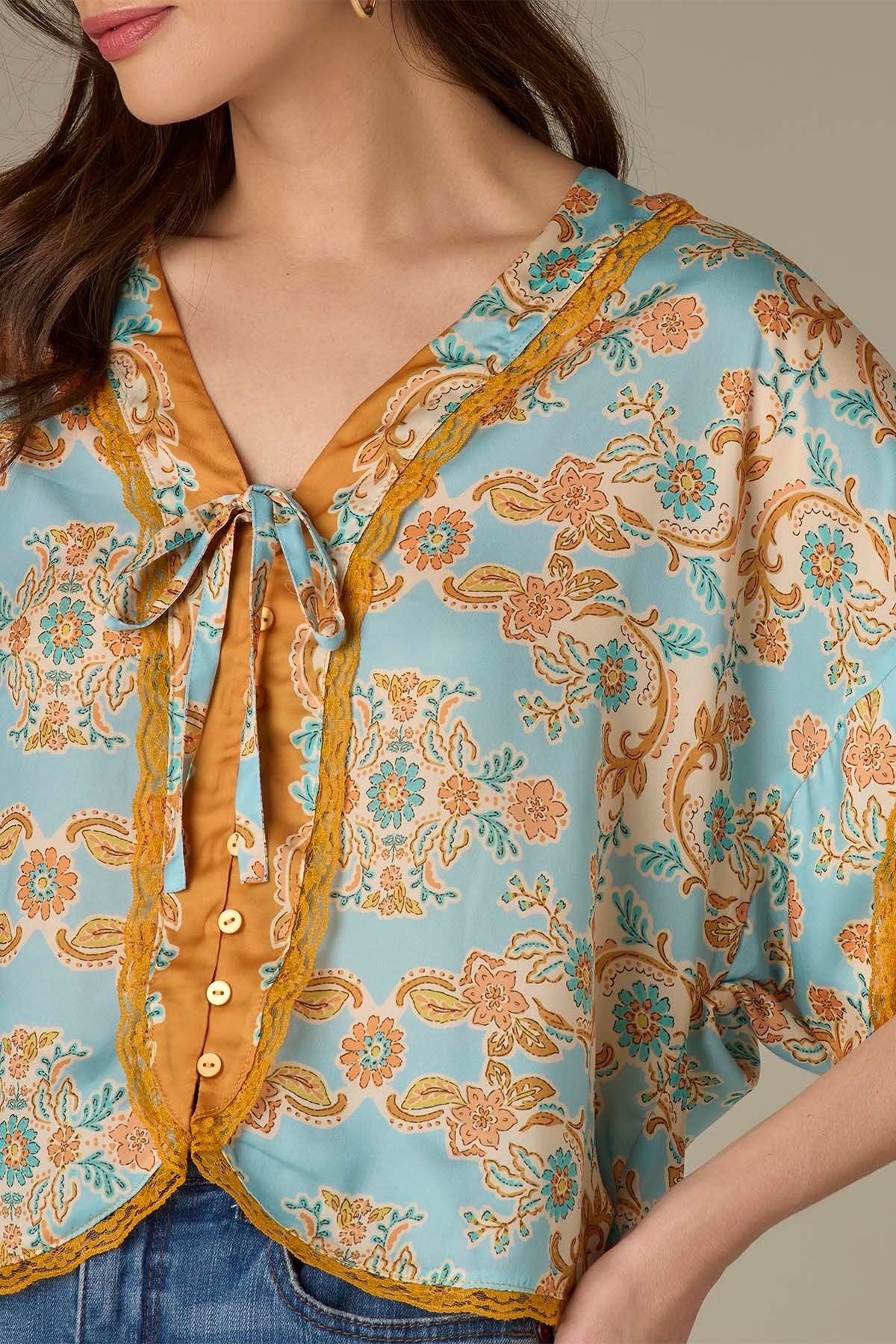 Riley V-Neck Button Down Floral Top**