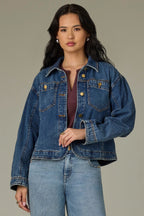 Olivia Denim Jacket With Curved Yoke and Hem**