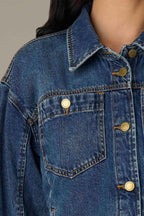 Olivia Denim Jacket With Curved Yoke and Hem**
