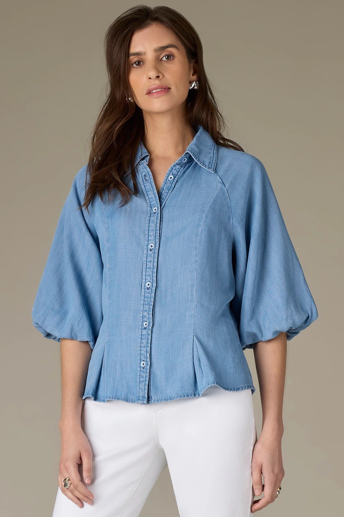 Willow Bubble Sleeve Button Down Top