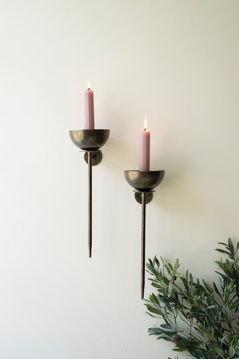 KA Set of Two Metal Wall Taper Candle Holders*
