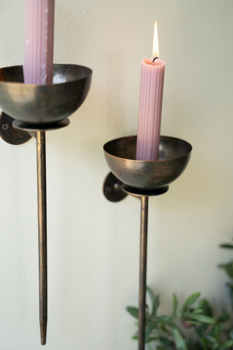 KA Set of Two Metal Wall Taper Candle Holders*