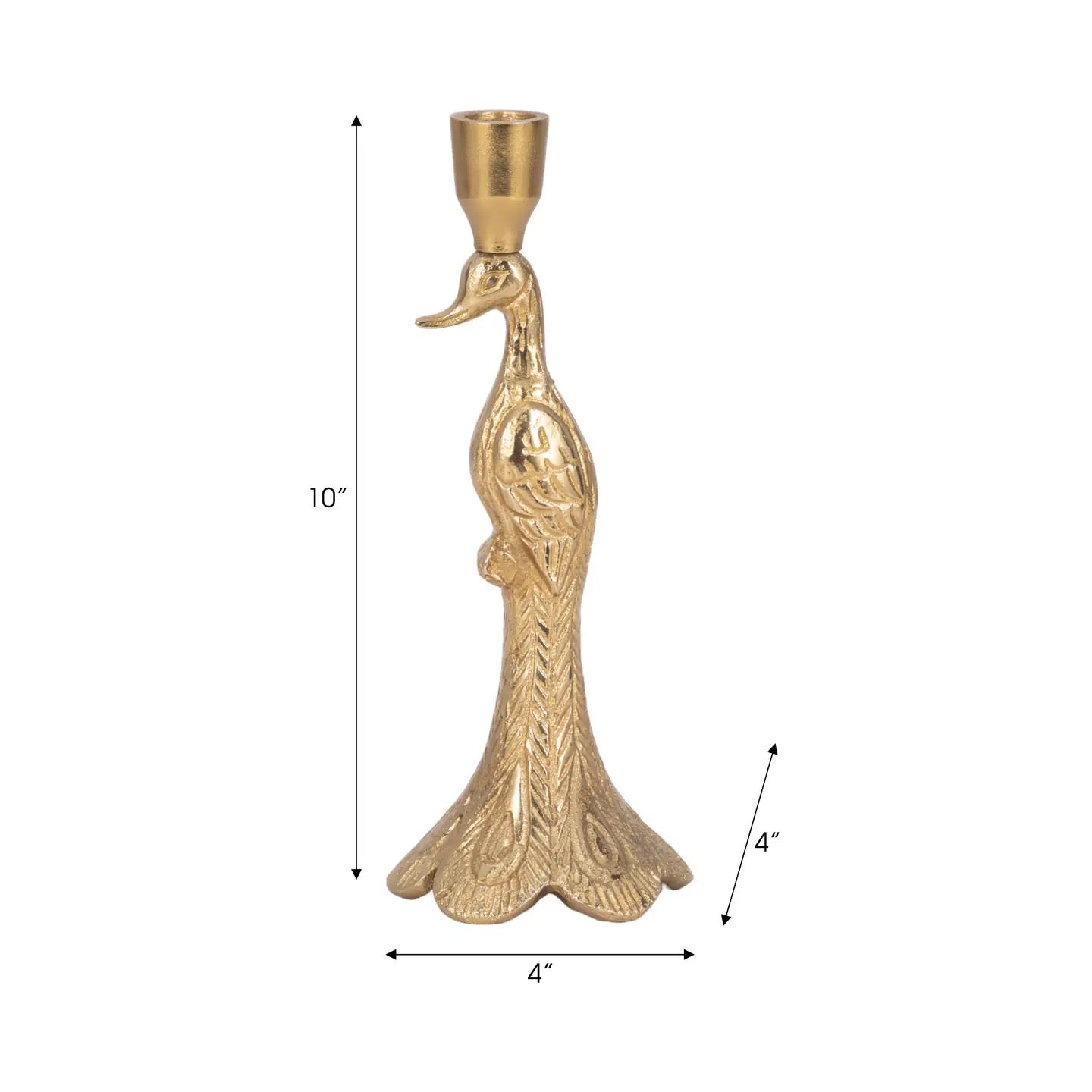 Peacock Gold Metal Elegant Candle Holder