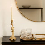 Peacock Gold Metal Elegant Candle Holder