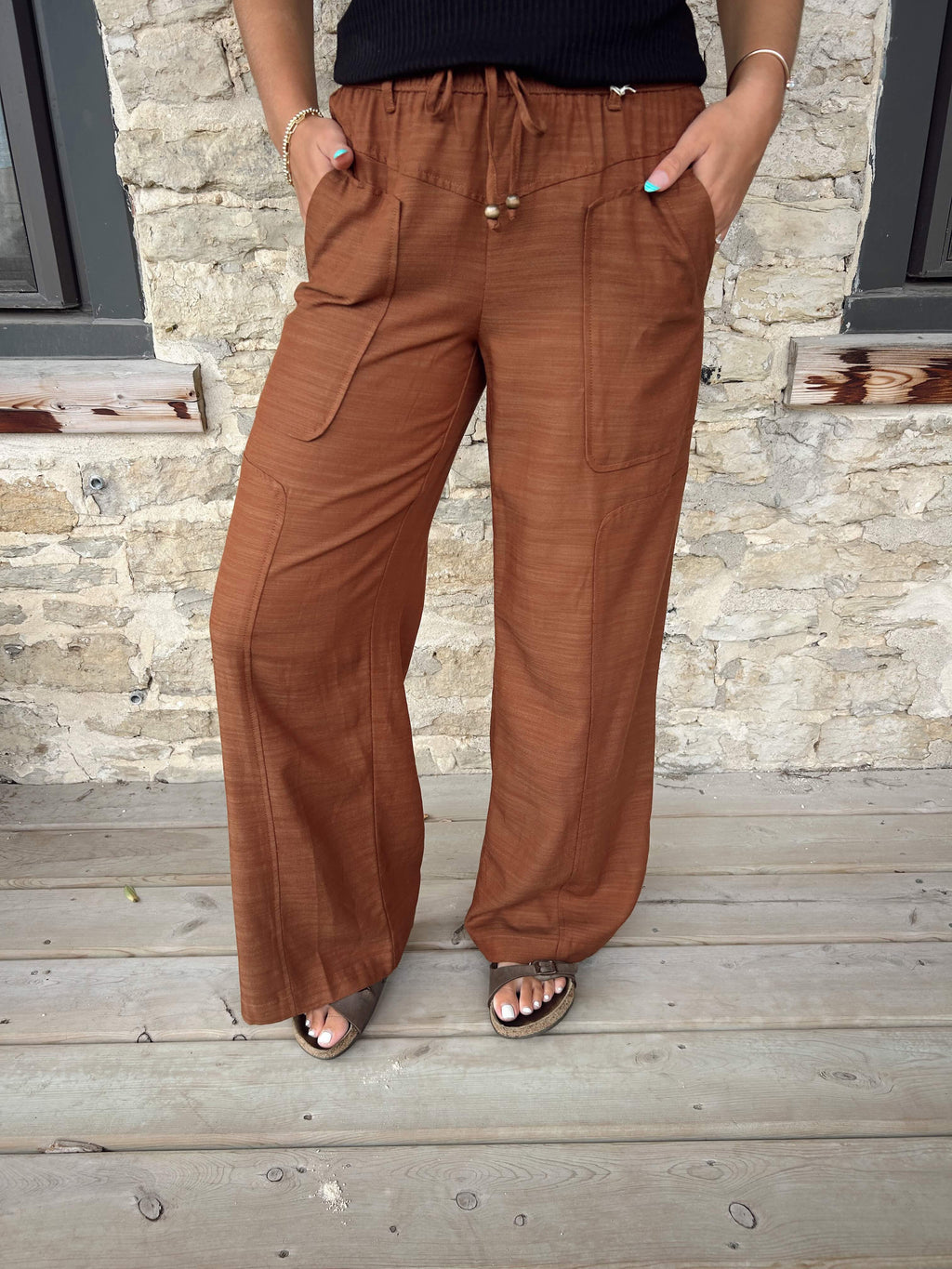 Nora Wide Leg Pants in Brown