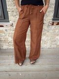 Nora Wide Leg Pants in Brown