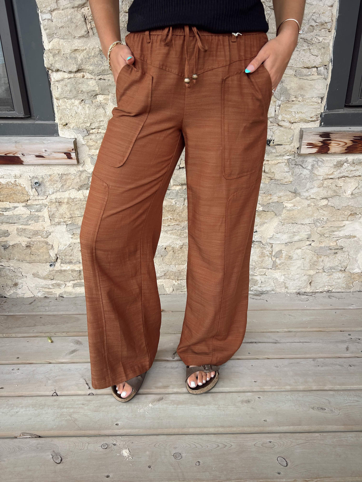 Nora Wide Leg Pants in Brown