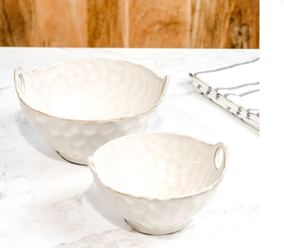 Fancy White Ceramic Handle Bowl