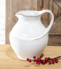8" White Ceramic Deco Pitcher