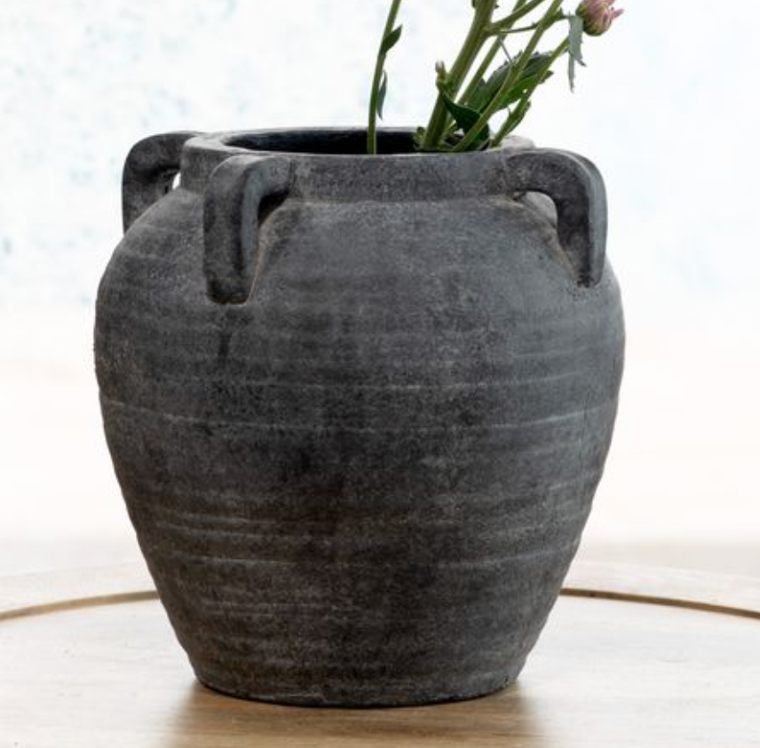 8.5" Charcoal 4 Handle Vase