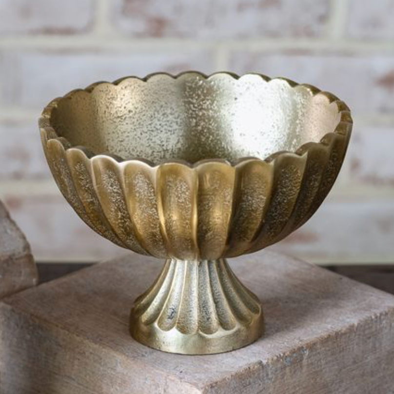6" Gold Striped Footed Bowl