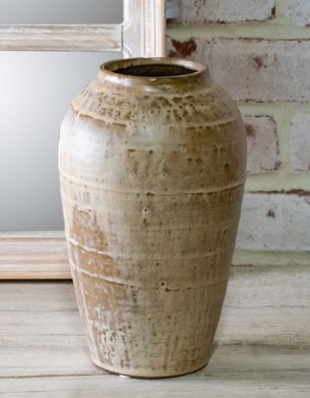 8.8" Milky Beige Ceramic Vase
