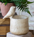 6.5" Beige Bird Top Ceramic Planter