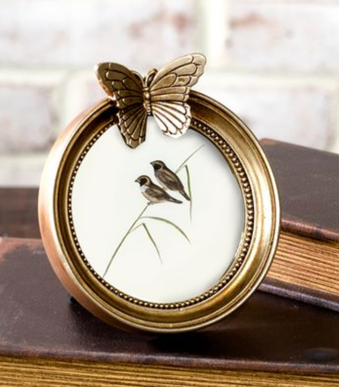 3.5" Round Butterfly Photo Frame