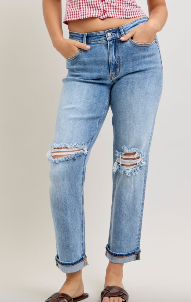 Judy Blue 82688 Boyfriend w/Destroy Cuff**
