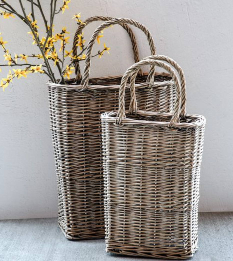 Tall French Willow Flower Basket