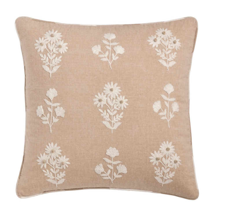 Chambray Neutral Floral Pillow