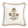 Square Neutral Floral Trim Pillow