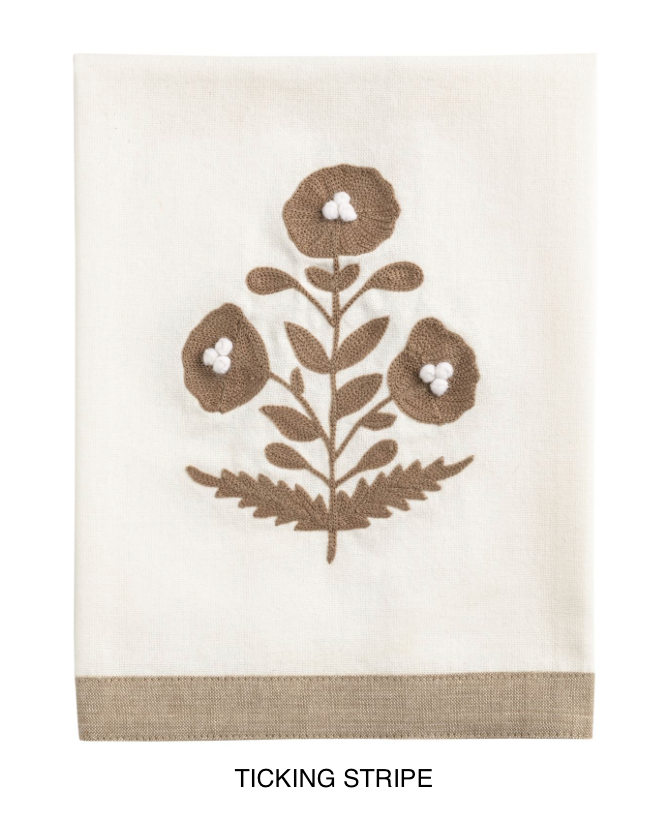 Cream Embroidered Tea Towel