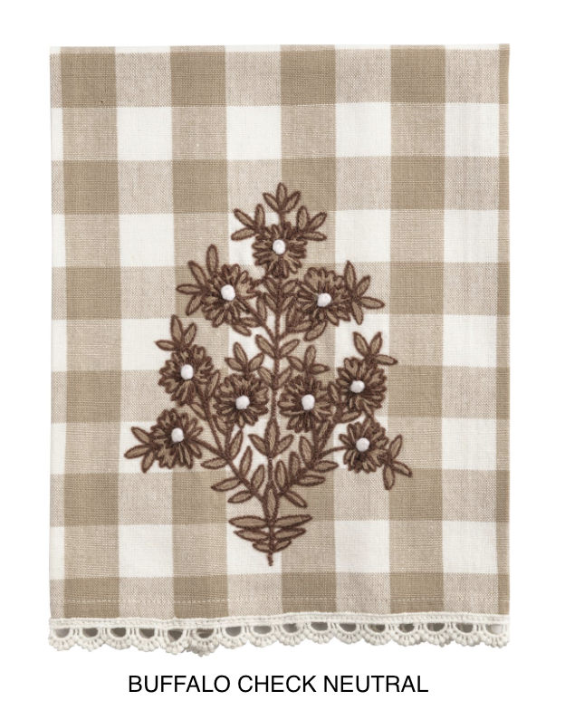 Buffalo Check Neutral Floral Towel