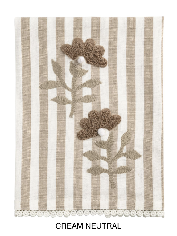 Stripe Embroidered Tea Towel