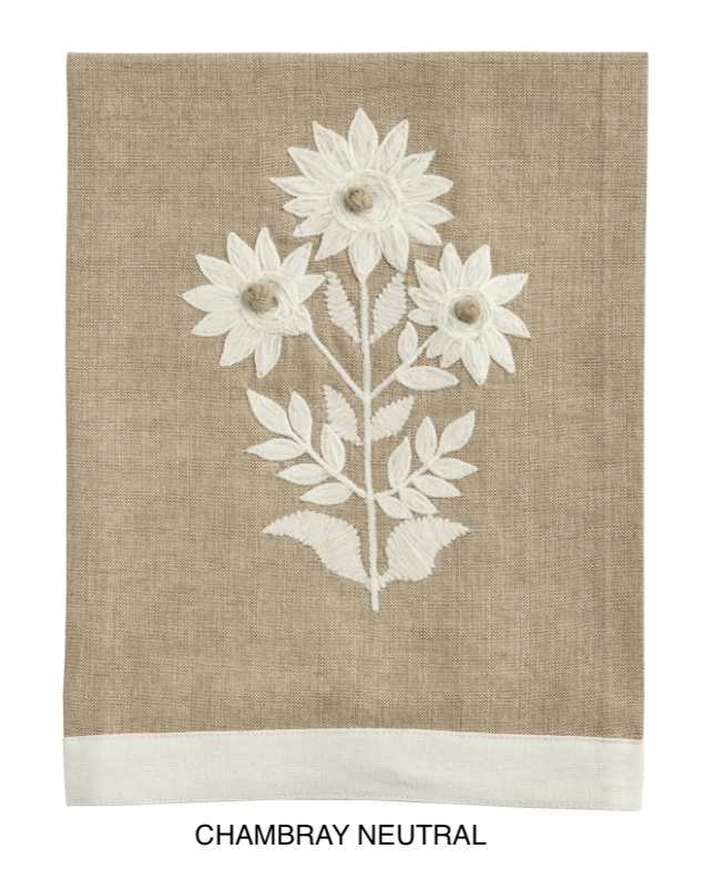 Chambray Embroidered Tea Towel