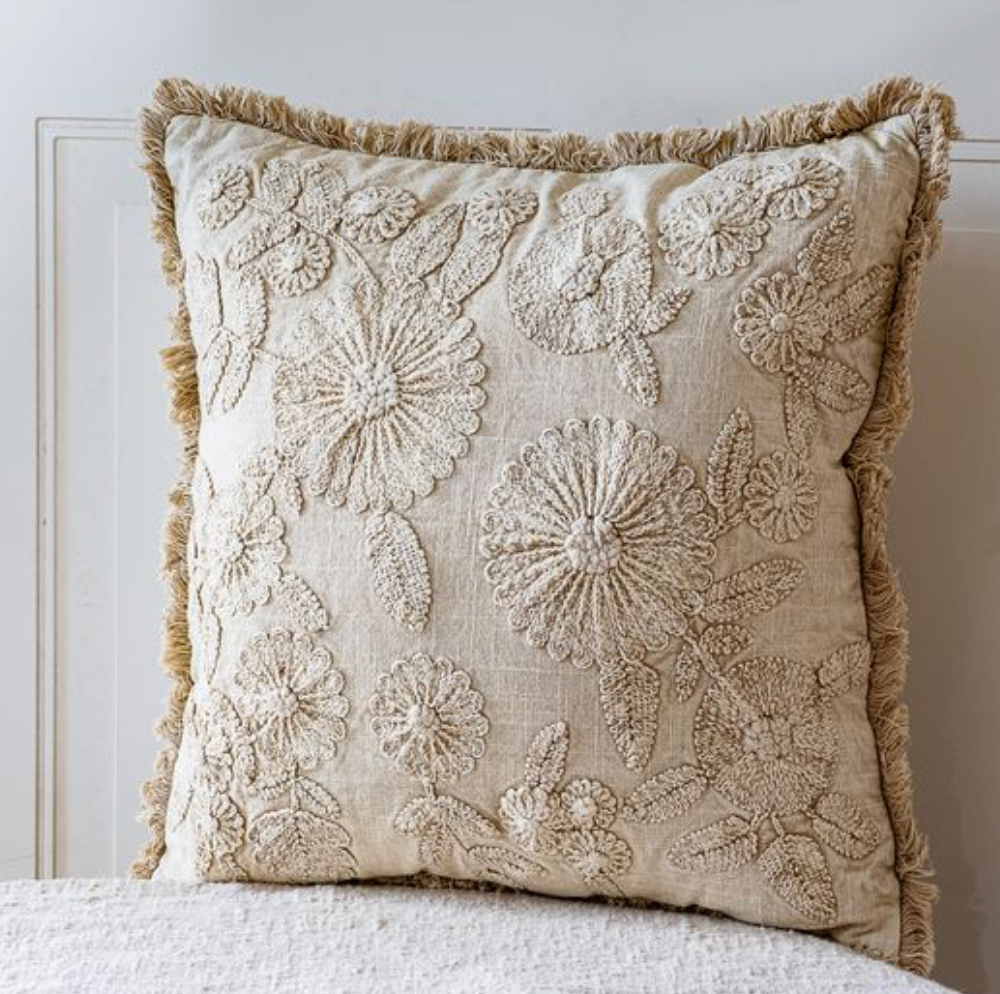 20" Ivory Zinnia Pillow