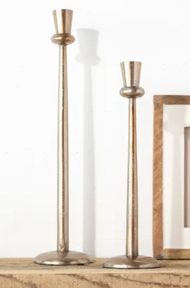 S/2 Antique Brass Candle Holders
