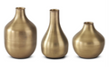 Set of 3 Antique Gold Vase Taper Candleholders