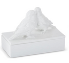 Glossy White Resin Love Birds Lidded Box*