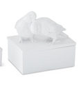 Glossy White Resin Love Birds Lidded Box*
