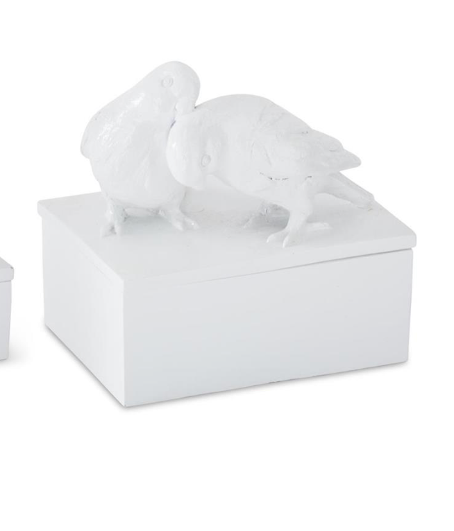 Glossy White Resin Love Birds Lidded Box*
