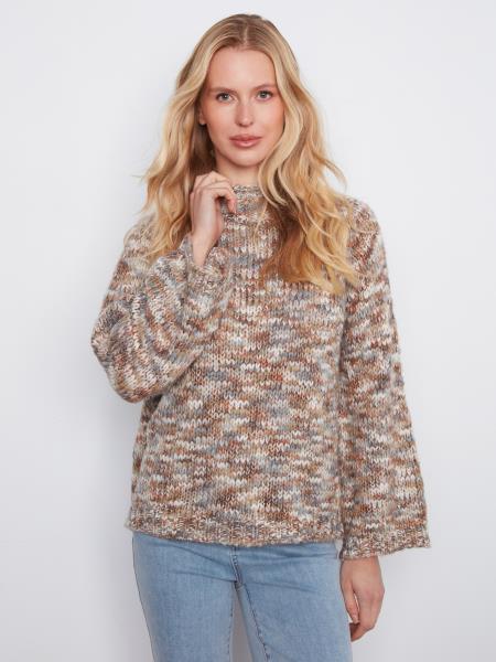 Paisley Mock Neck Knit Sweater