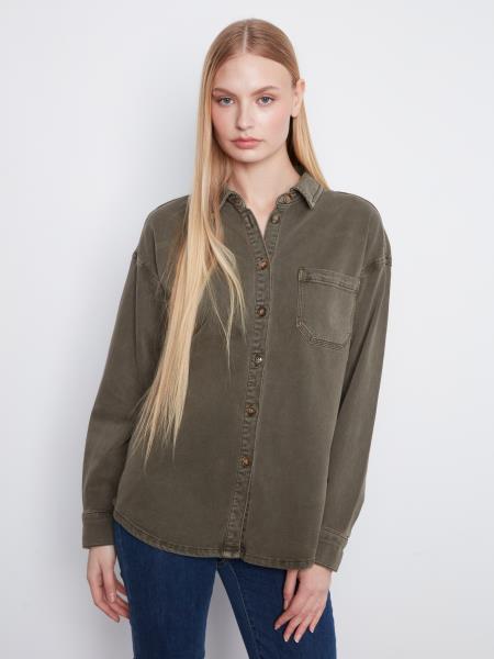 Madelyn Smooth Twill Overshirt W/Pocket