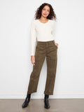 Leah Smooth Twill Barrel Pants W/Patch Pockets