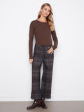 Addison Printed Plaid Wide Leg Pants