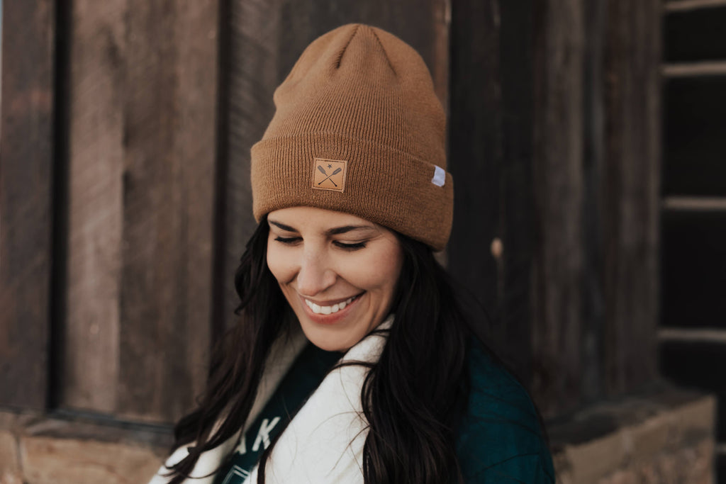 Knit Cuff Beanie in Copper