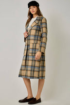Missy Brushed Plaid Long Coat