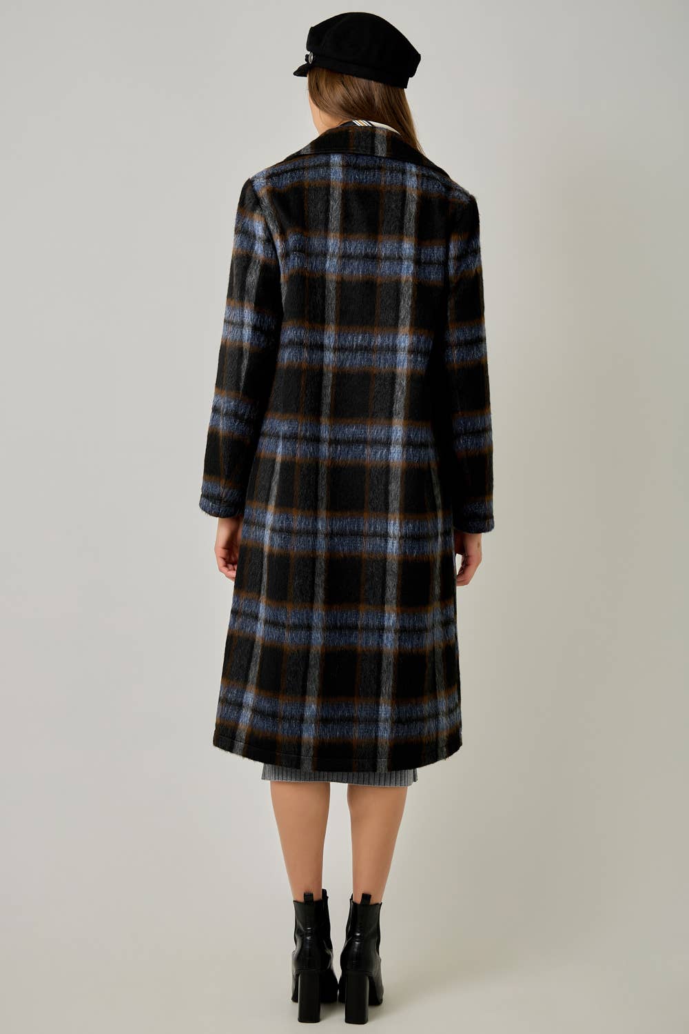 Missy Brushed Plaid Long Coat