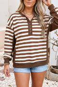 Stevie Color Block Patchwork Button Sweatshirt