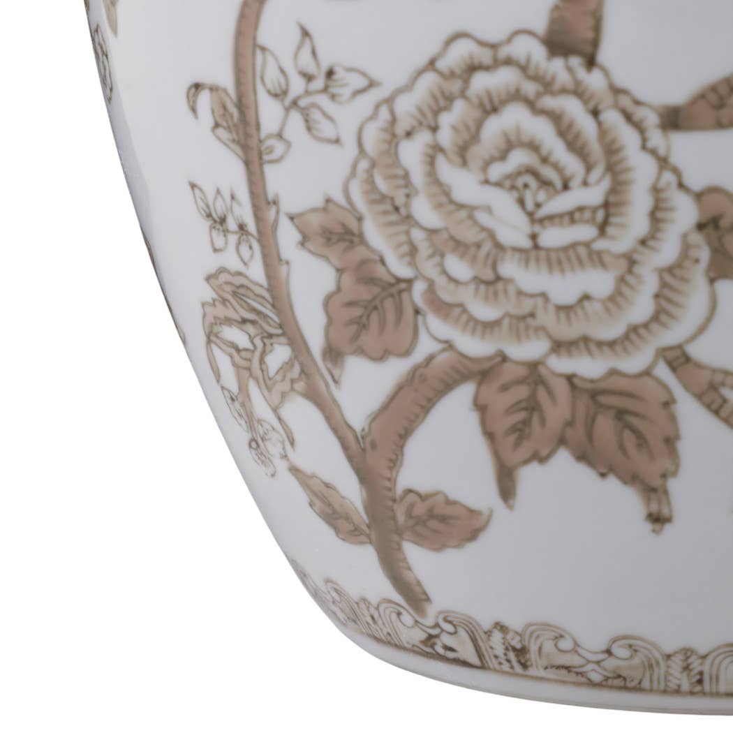 Br/Wh Ceramic Bird/Vines