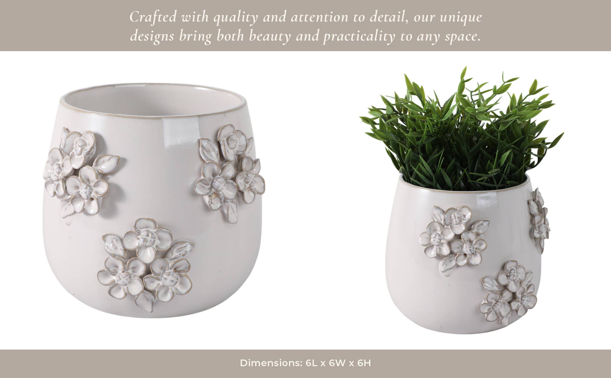 Ceramic Pot Flower Applique