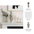 Br/Wh Vase Bird/Vines 12"