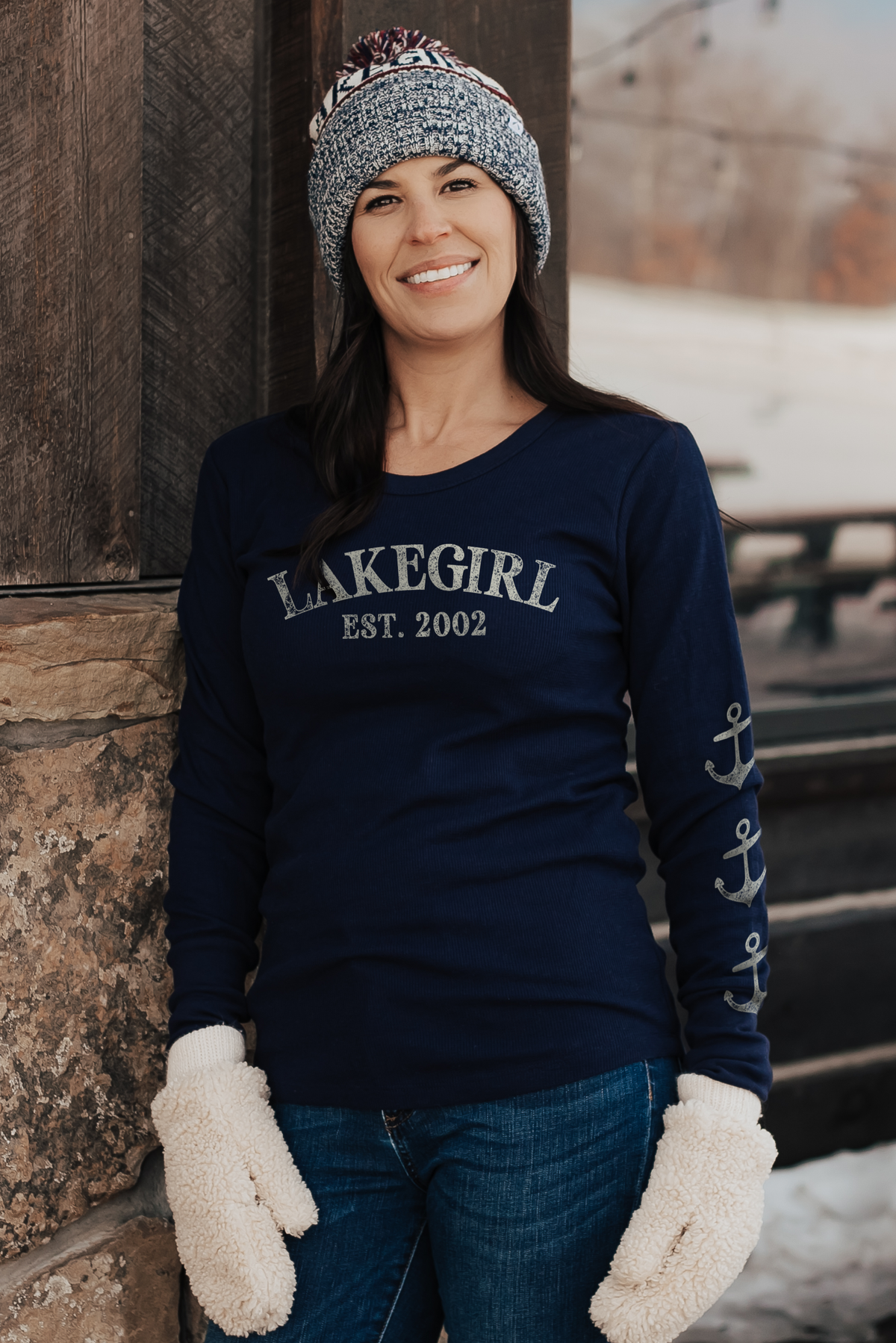 Lake Girl Thermal Long Sleeve in Navy