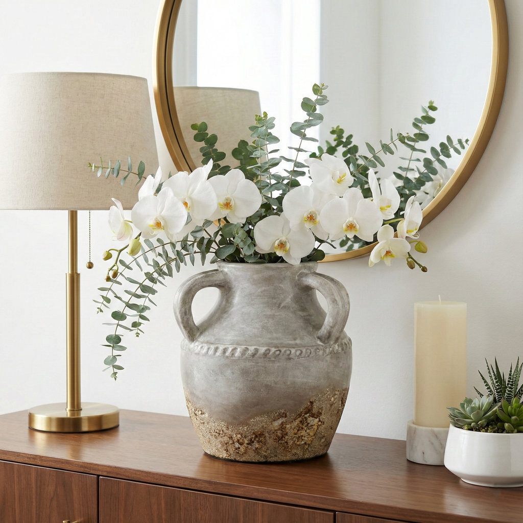 Ivory Ceramic Vase 10"
