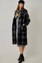 Missy Brushed Plaid Long Coat
