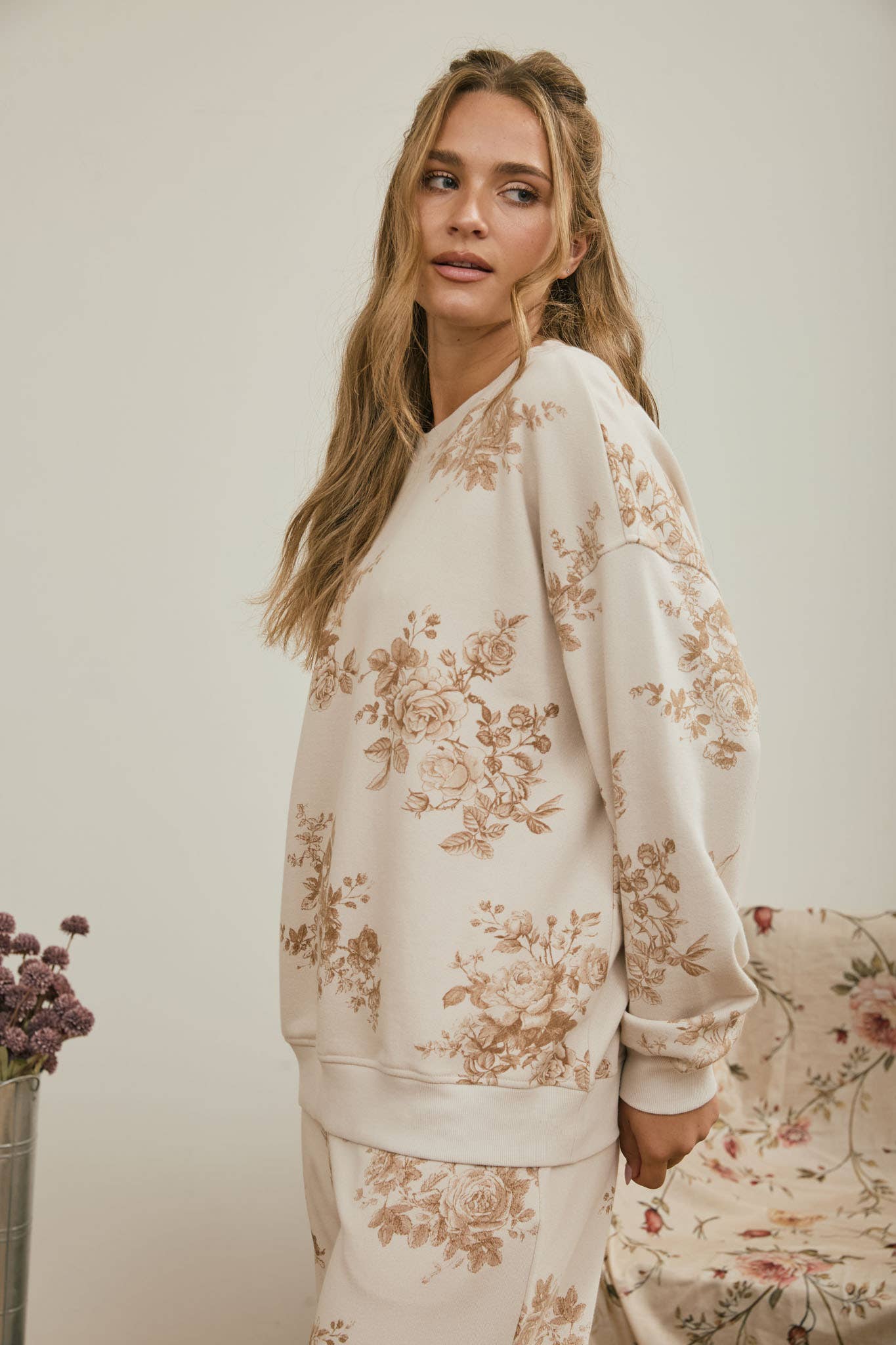 Floral Toile Crew Neck
