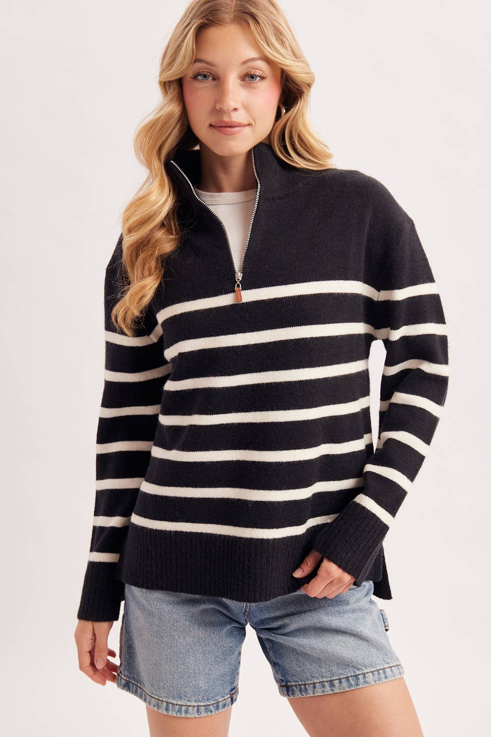 Starla Quater Zip Stripe