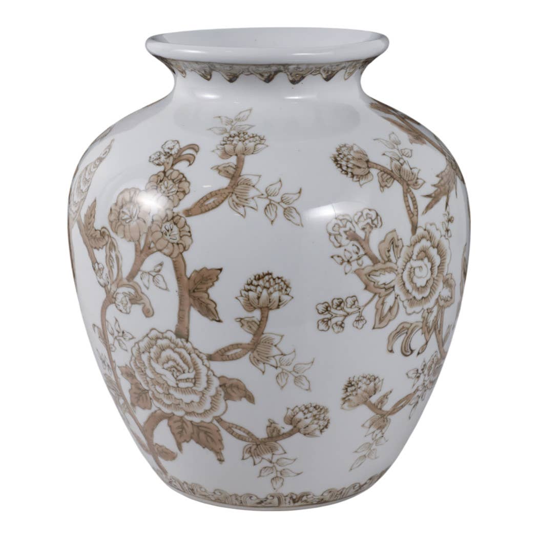 Br/Wh Ceramic Bird/Vines