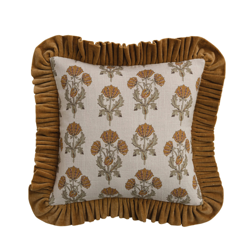 Square cotton Slub Printed Pillow